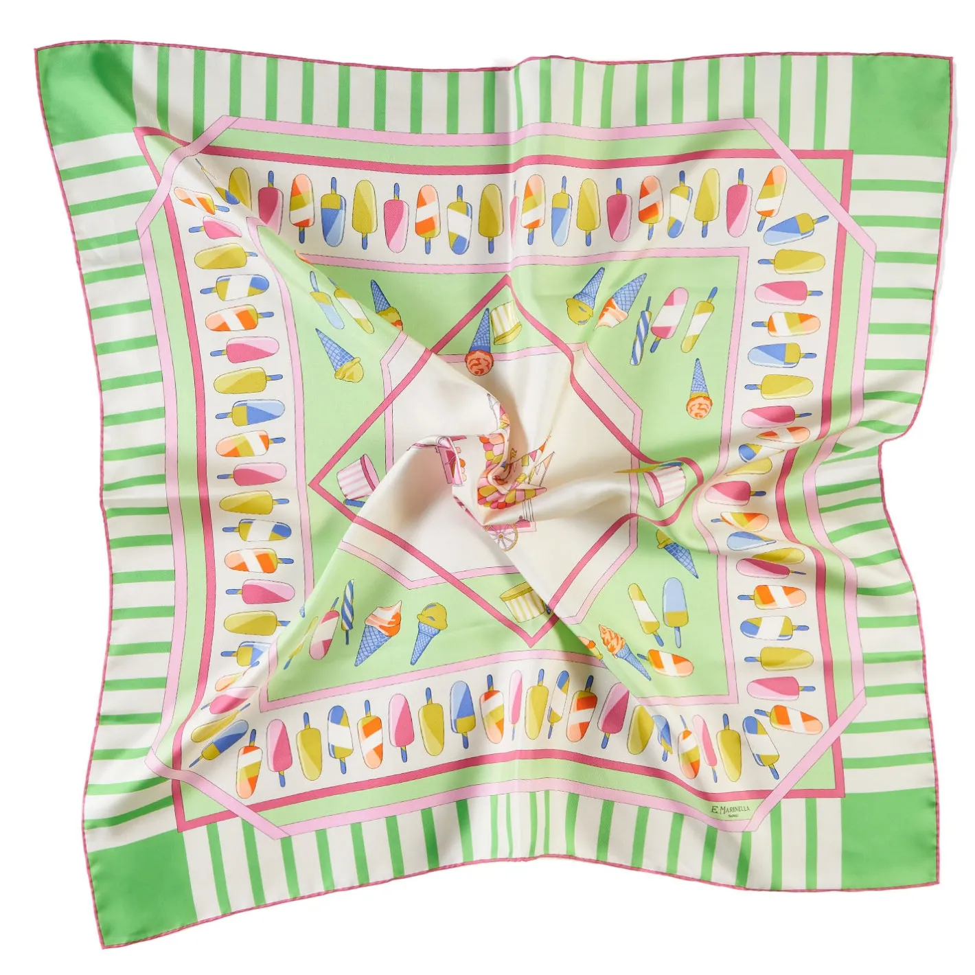 E.Marinella FOULARD IN SETA 90 VERDE CHIARO La gelateria Hot