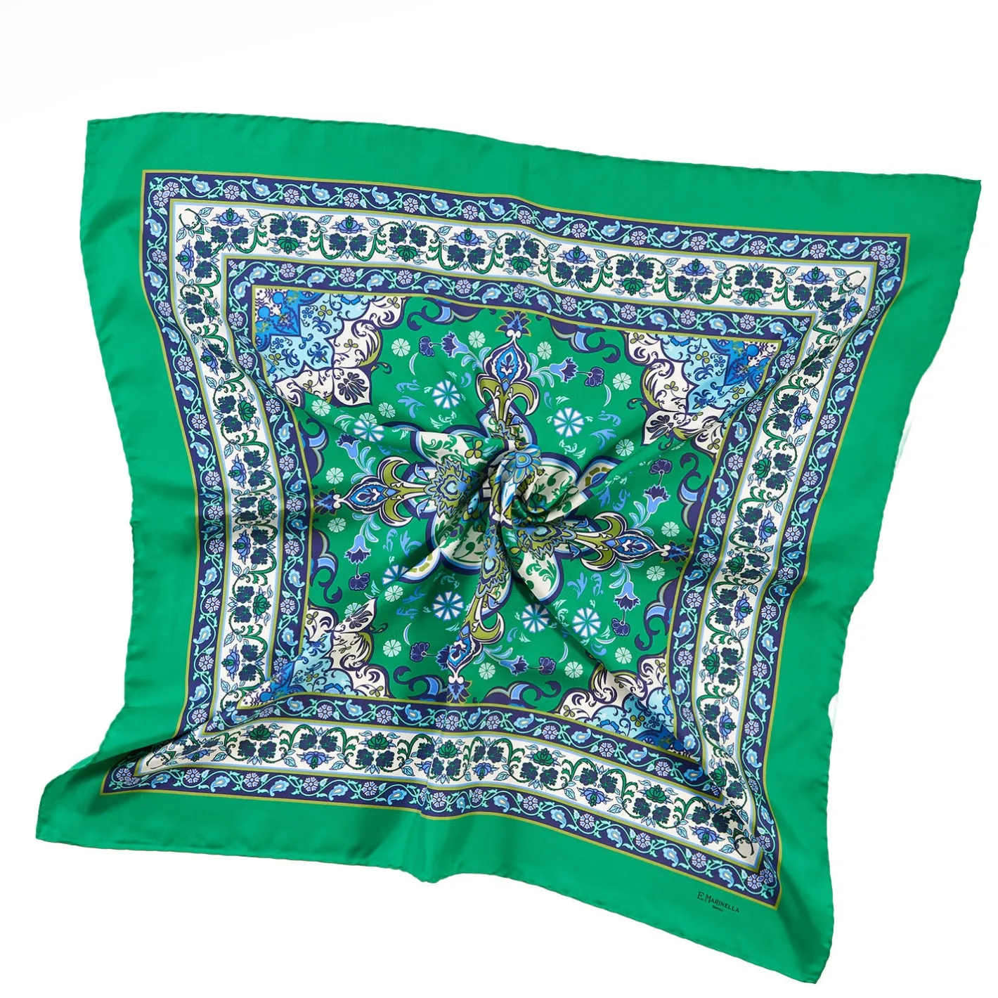 E.Marinella FOULARD IN SETA 90 VERDE Mediterranean vibes Best