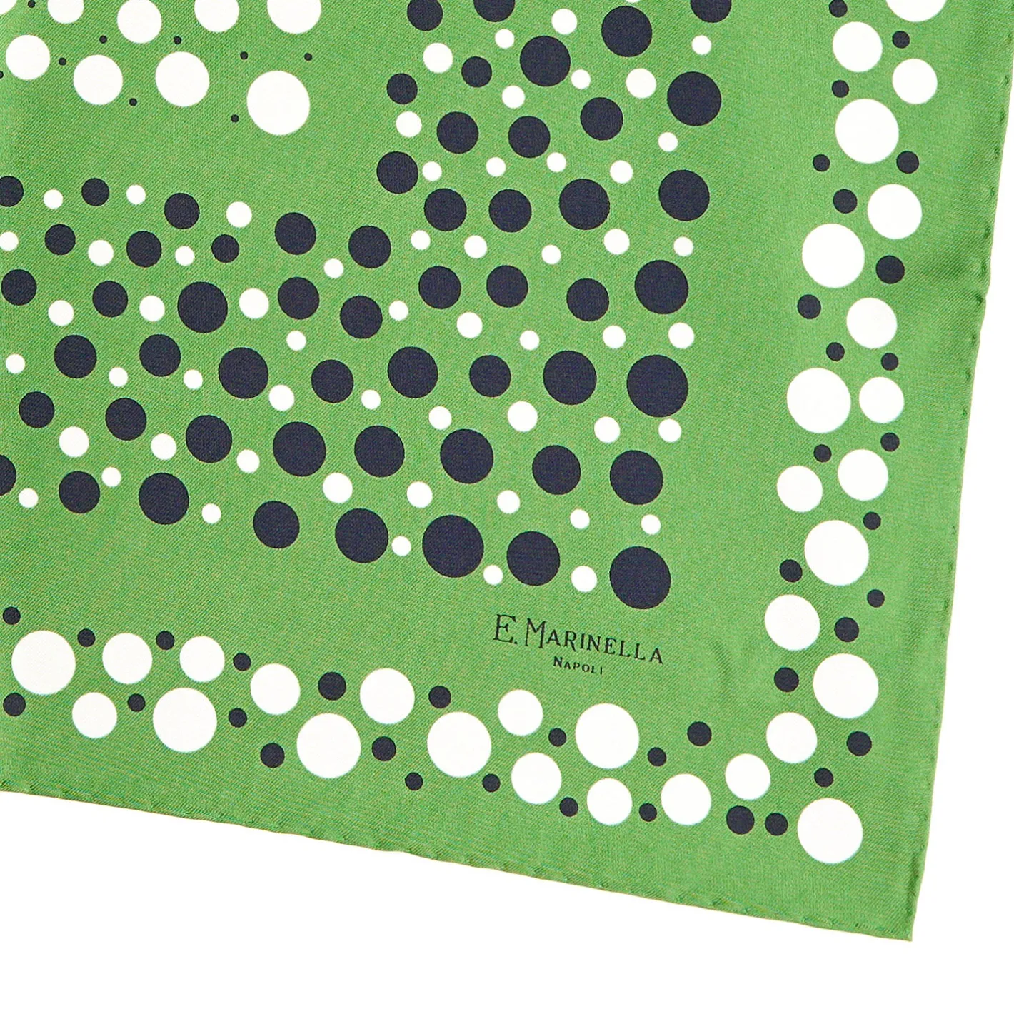 E.Marinella FOULARD IN SETA 65 VERDE OLIVA Eleganza a pois Clearance