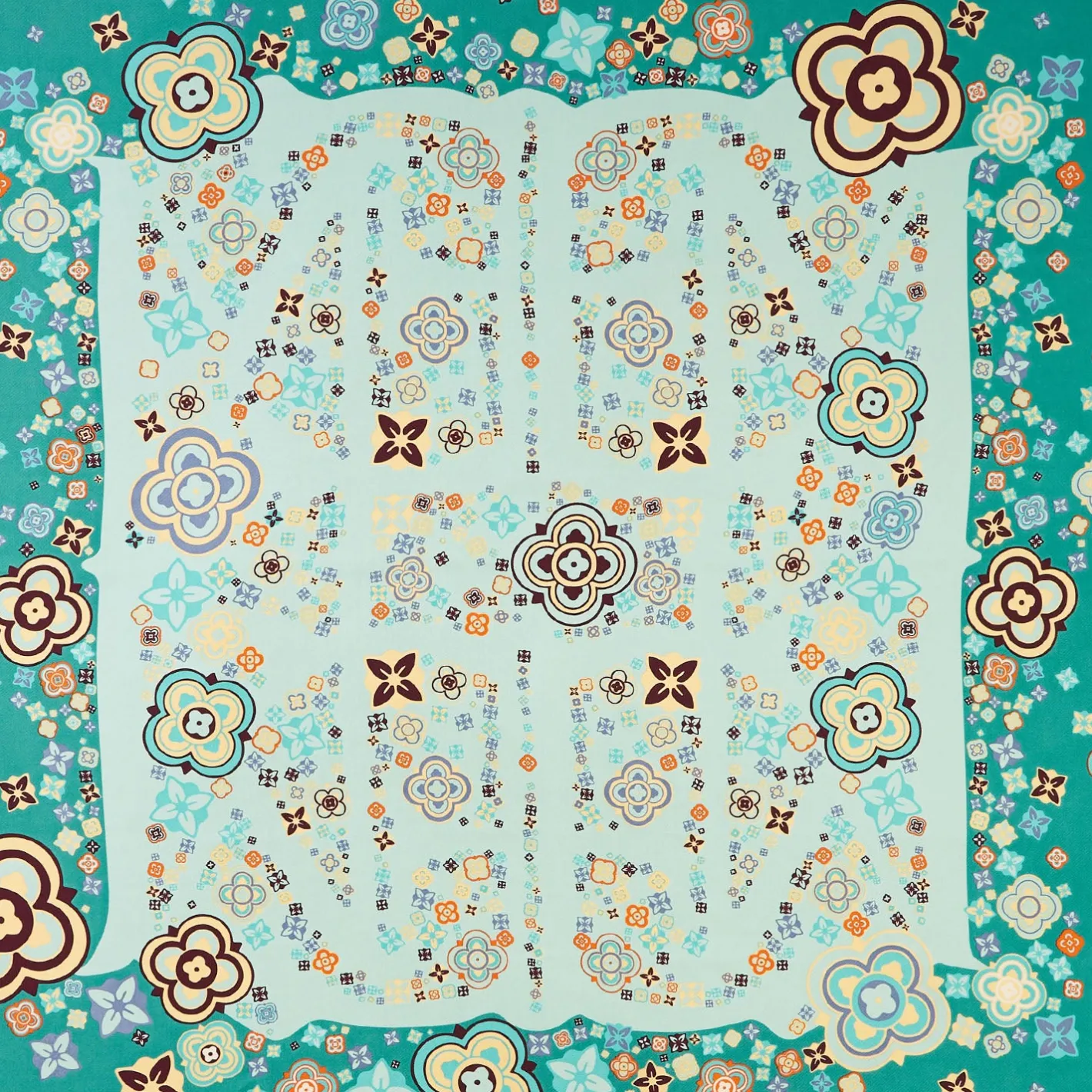 E.Marinella FOULARD IN SETA 90 VERDE World of archivio flowers 1961 Best