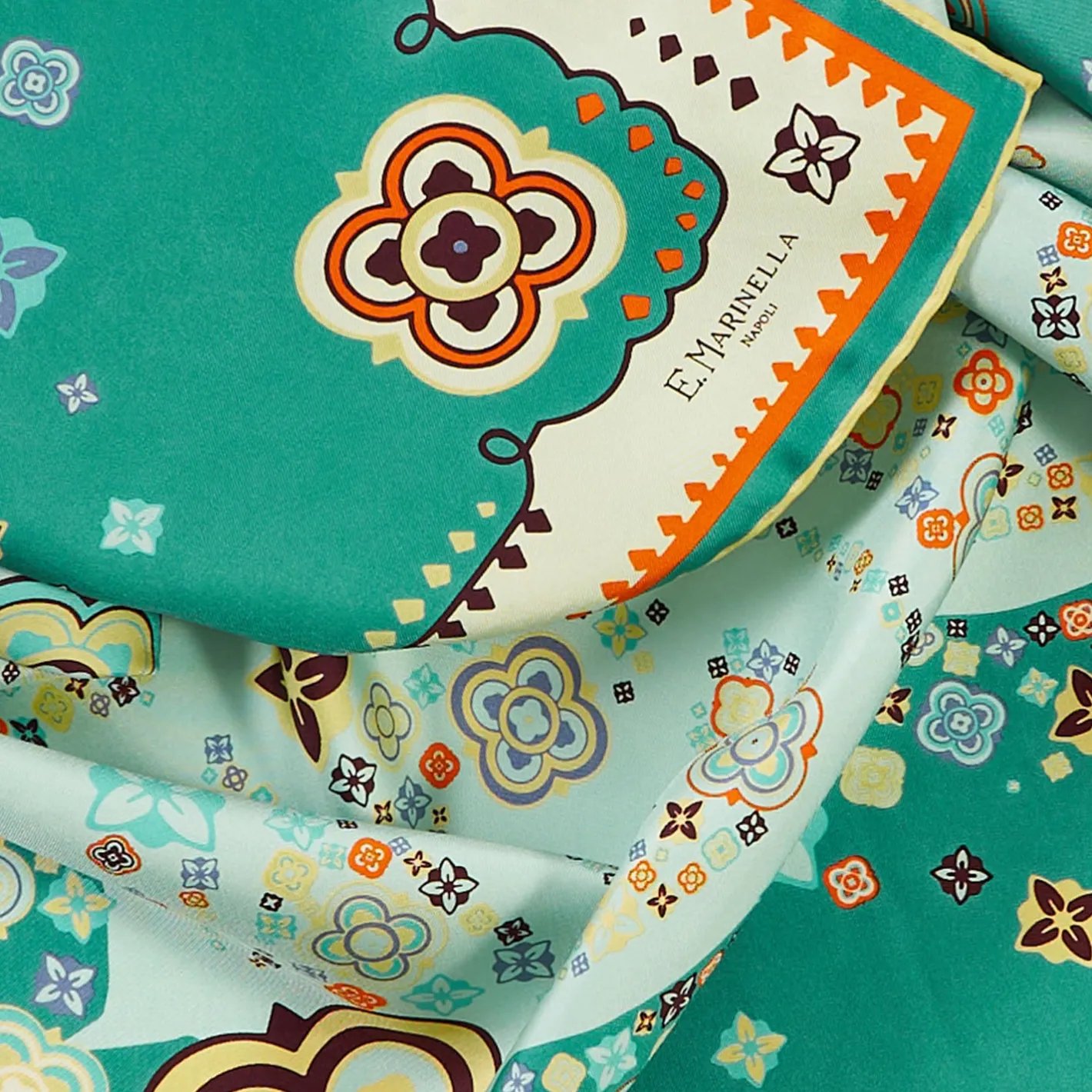 E.Marinella FOULARD IN SETA 90 VERDE World of archivio flowers 1961 Best