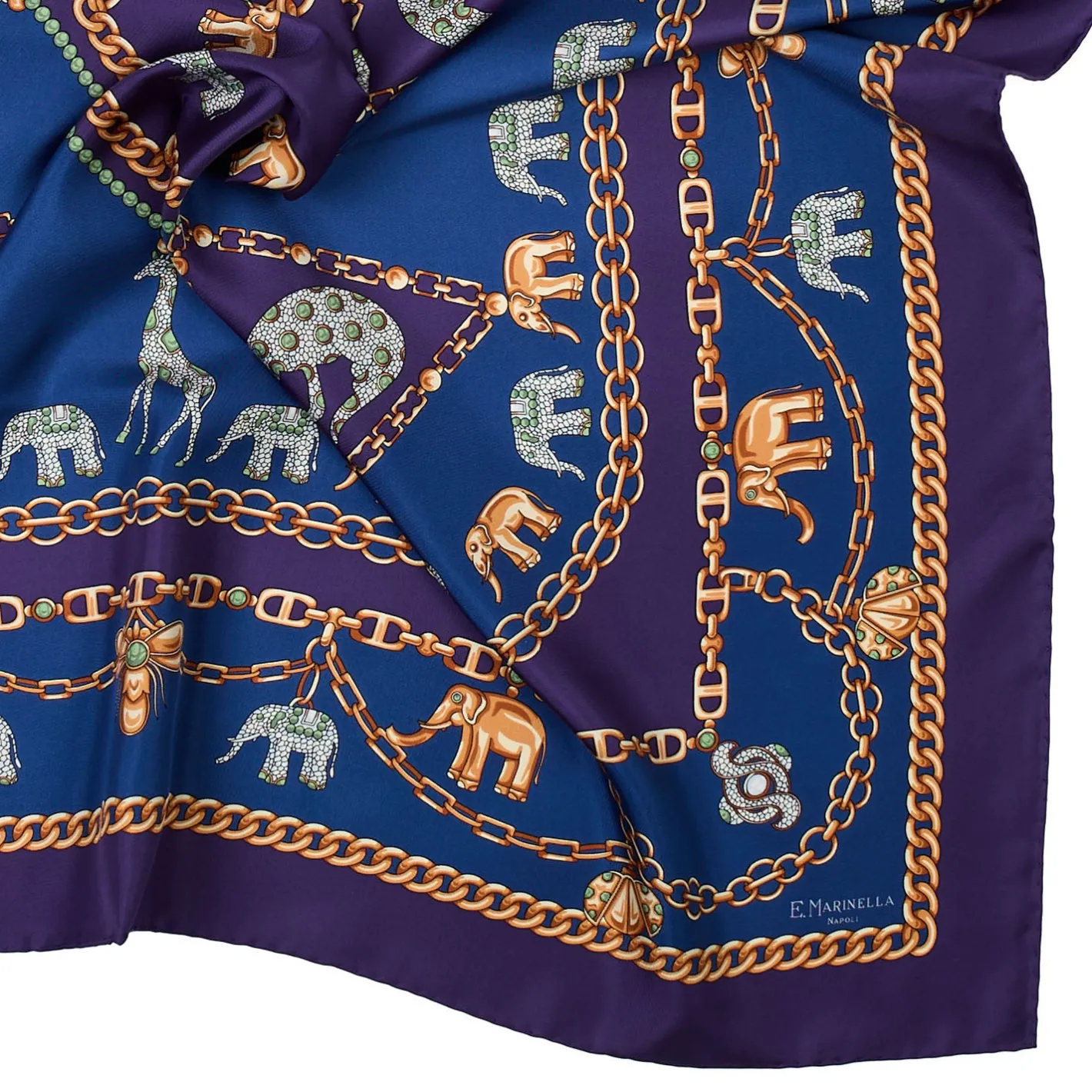 E.Marinella FOULARD IN SETA 90 VIOLA Elefanti portafortuna Online