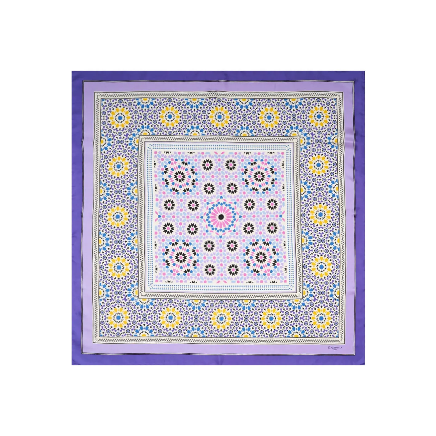 E.Marinella FOULARD IN SETA 90 VIOLA Mosaico New