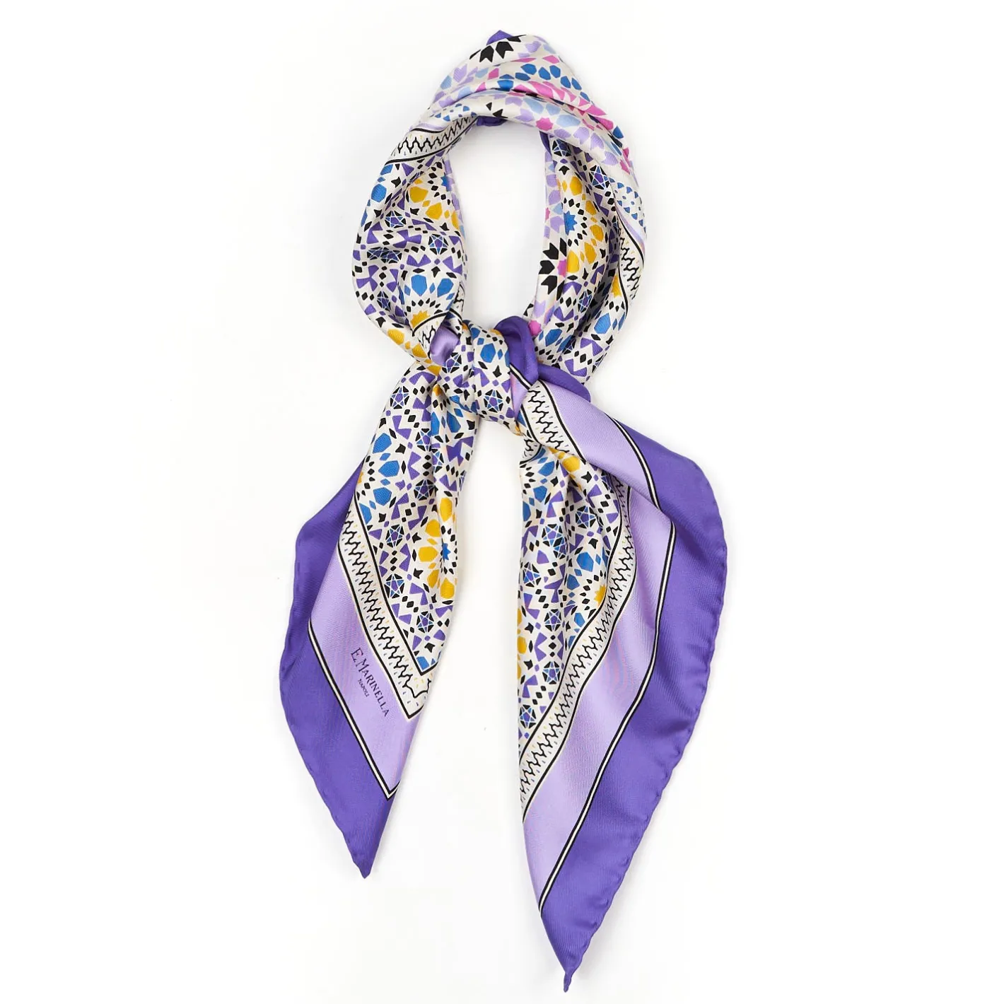 E.Marinella FOULARD IN SETA 90 VIOLA Mosaico New