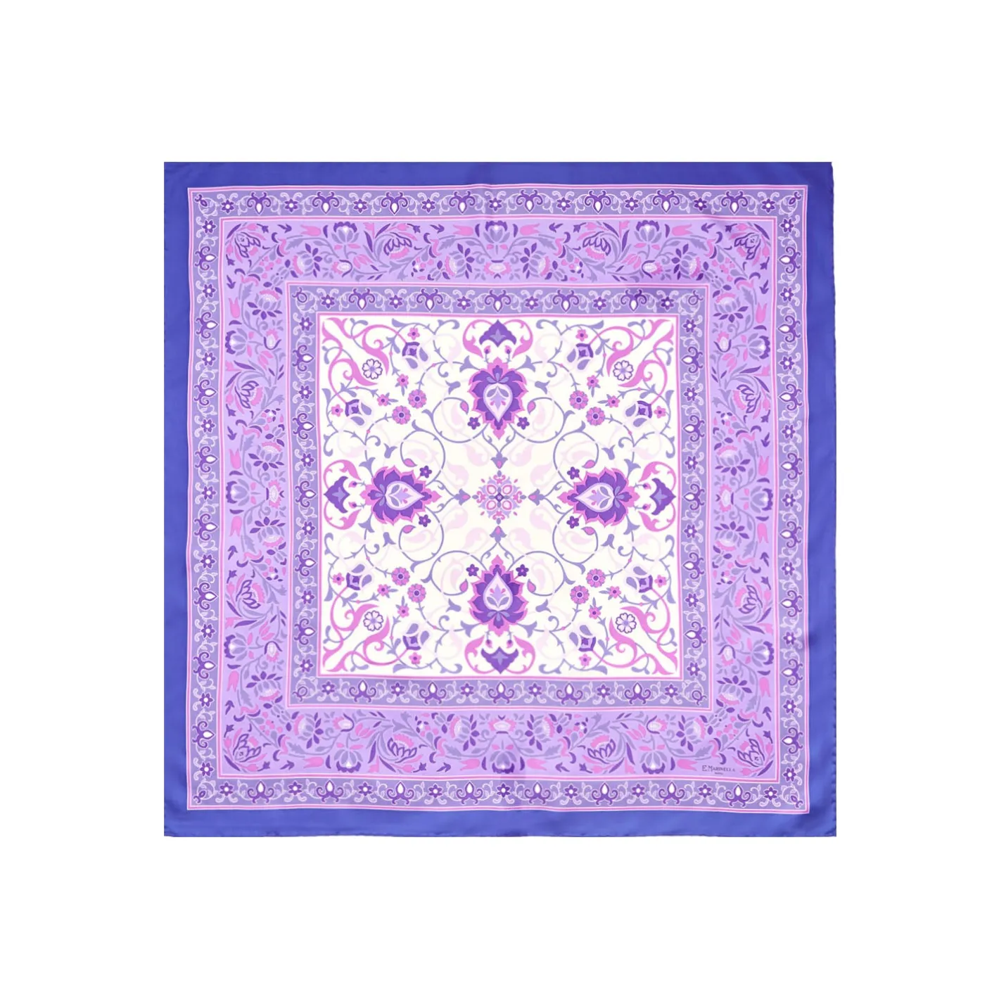 E.Marinella FOULARD IN SETA 90 VIOLA Motivo damascato Hot