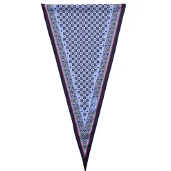 E.Marinella FOULARD ROMBO IN SETA AZZURRO Microfantasia fiore Outlet