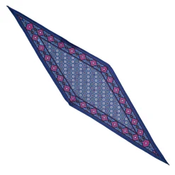 E.Marinella FOULARD ROMBO IN SETA AZZURRO POLVERE Microfantasia fiore New