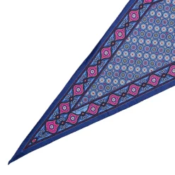 E.Marinella FOULARD ROMBO IN SETA AZZURRO POLVERE Microfantasia fiore New