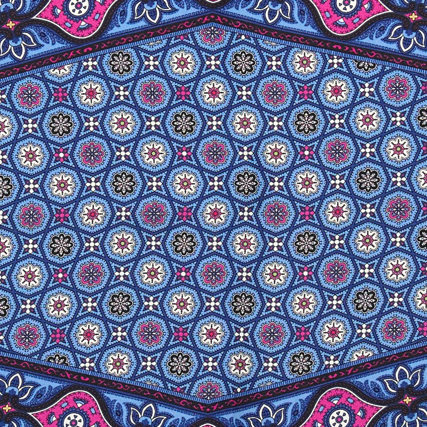 E.Marinella FOULARD ROMBO IN SETA AZZURRO POLVERE Microfantasia fiore New