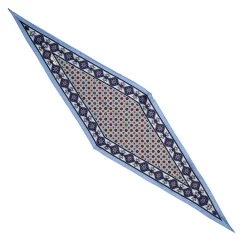 E.Marinella FOULARD ROMBO IN SETA AZZURRO Microfantasia fiore Online