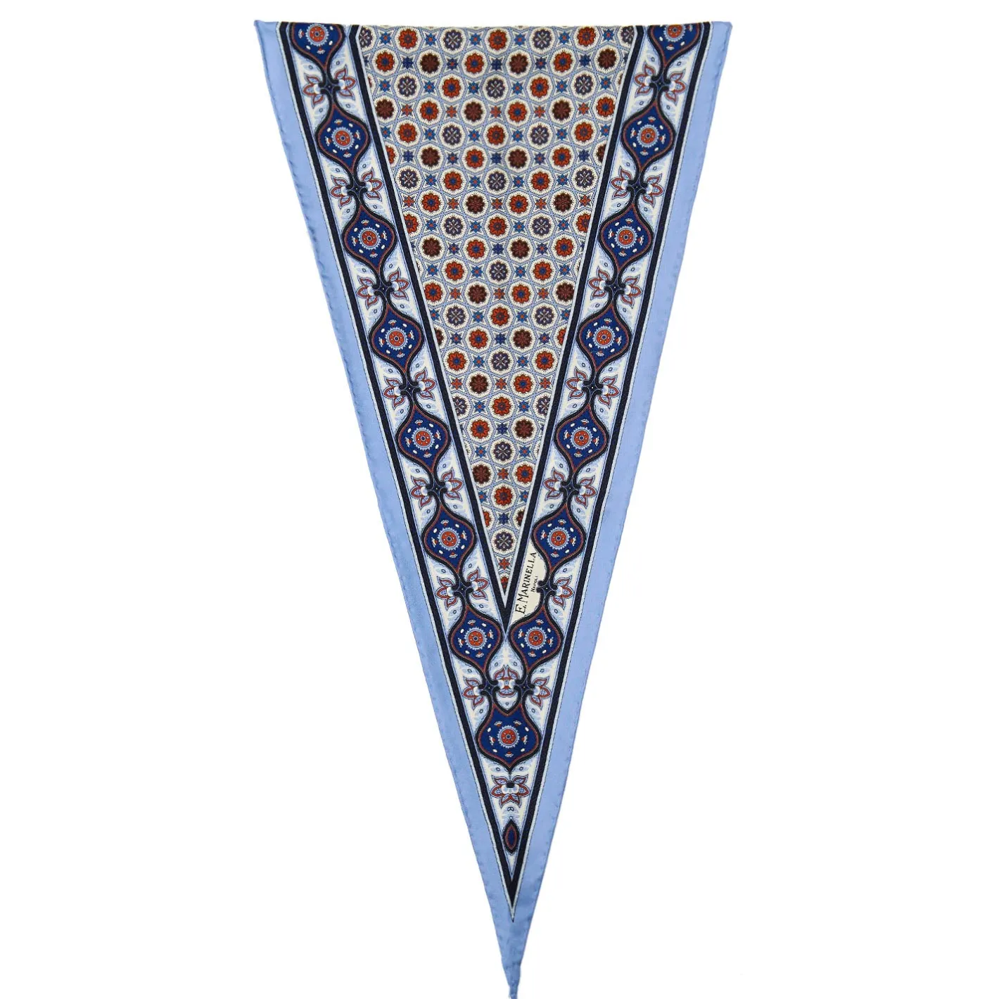 E.Marinella FOULARD ROMBO IN SETA AZZURRO Microfantasia fiore Online