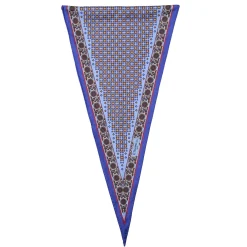 E.Marinella FOULARD ROMBO IN SETA AZZURRO POLVERE Microfantasia fiore New