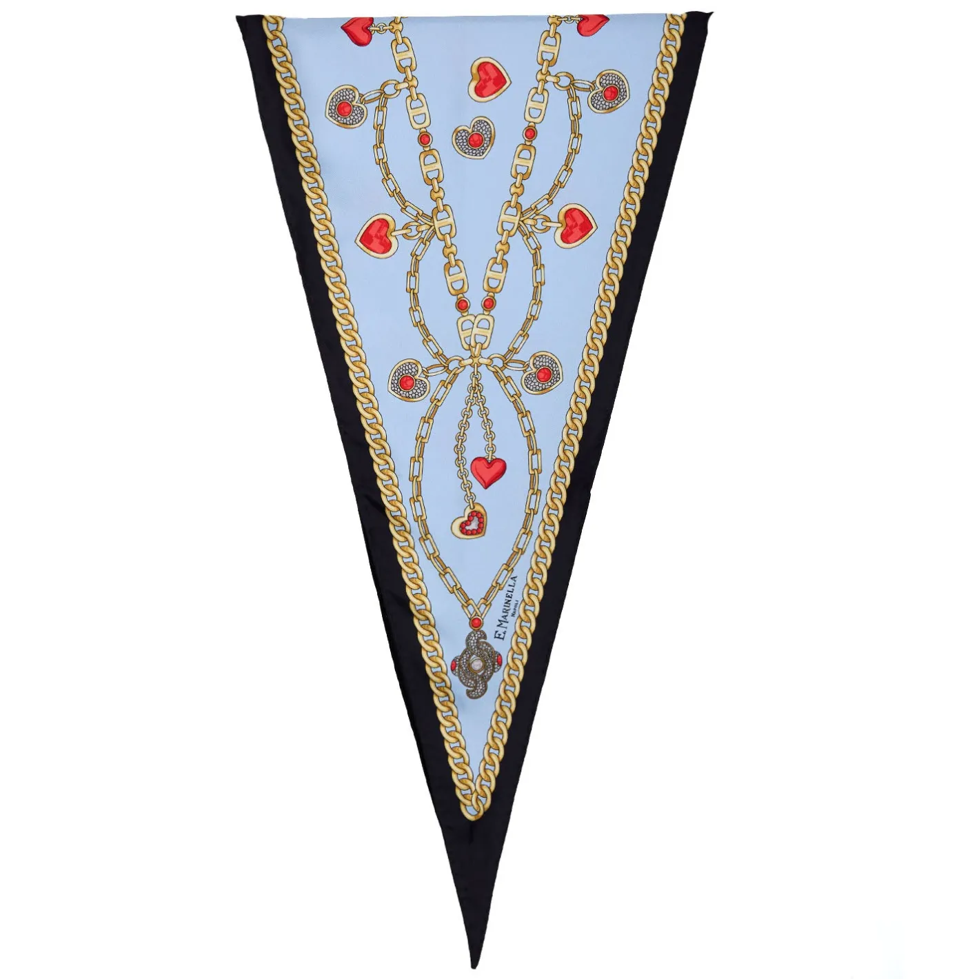 E.Marinella FOULARD ROMBO IN SETA AZZURRO Collezione san valentino Best