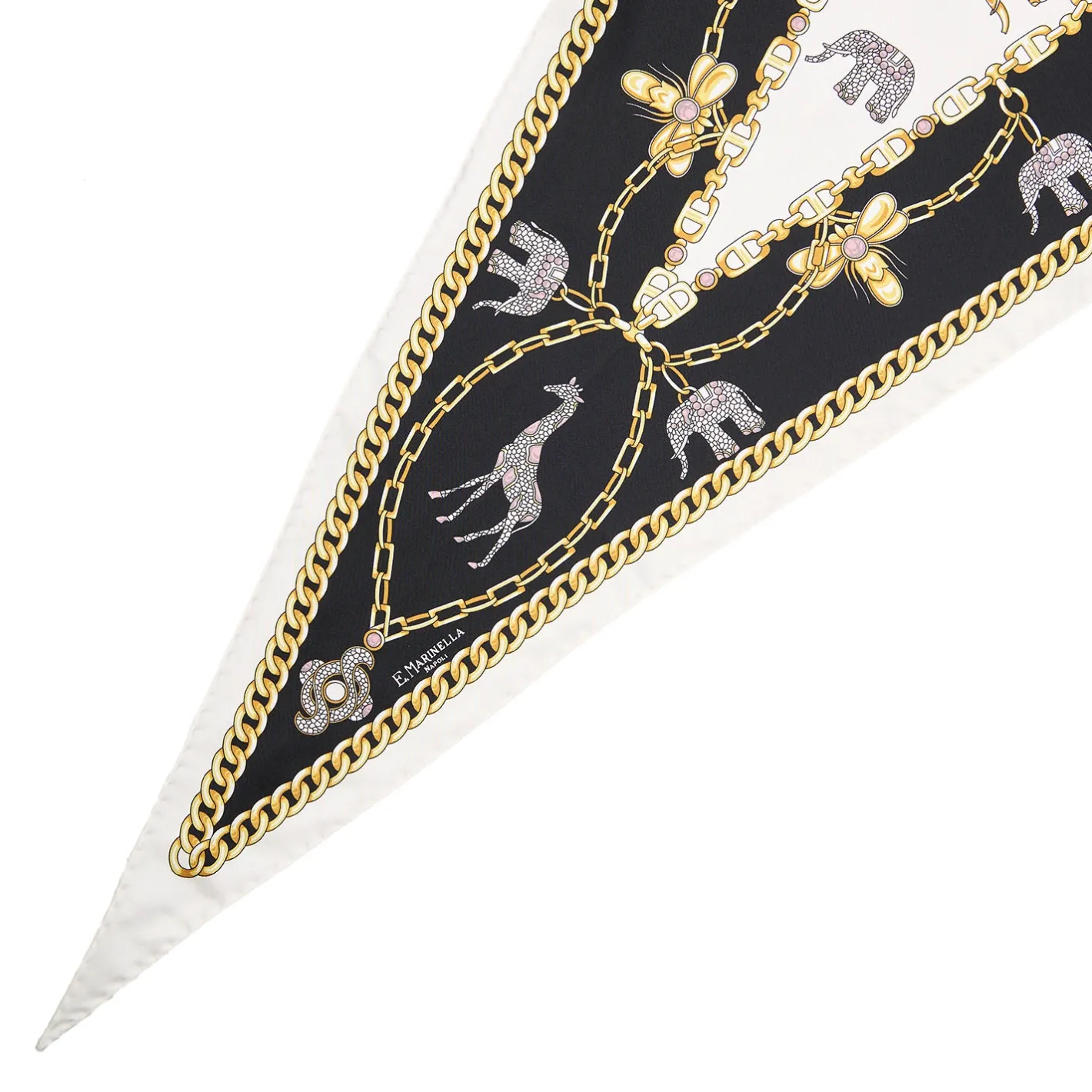 E.Marinella FOULARD ROMBO IN SETA BIANCO Collezione lucky charm Sale