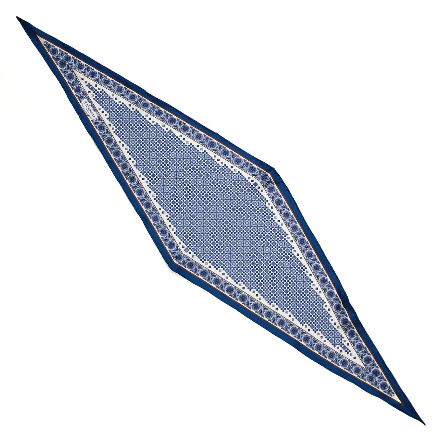 E.Marinella FOULARD ROMBO IN SETA BIANCO Microfantasia fiore Hot