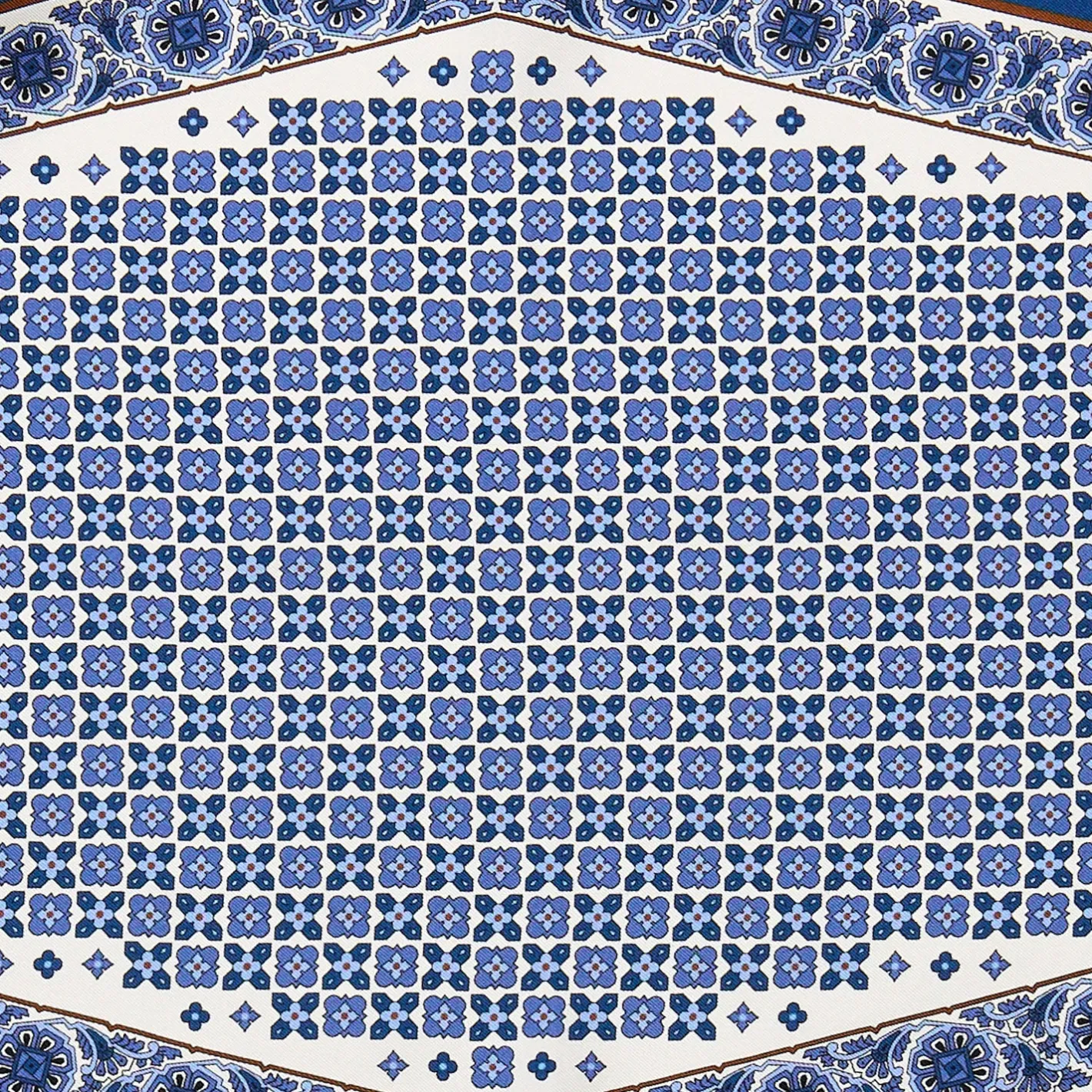 E.Marinella FOULARD ROMBO IN SETA BIANCO Microfantasia fiore Hot