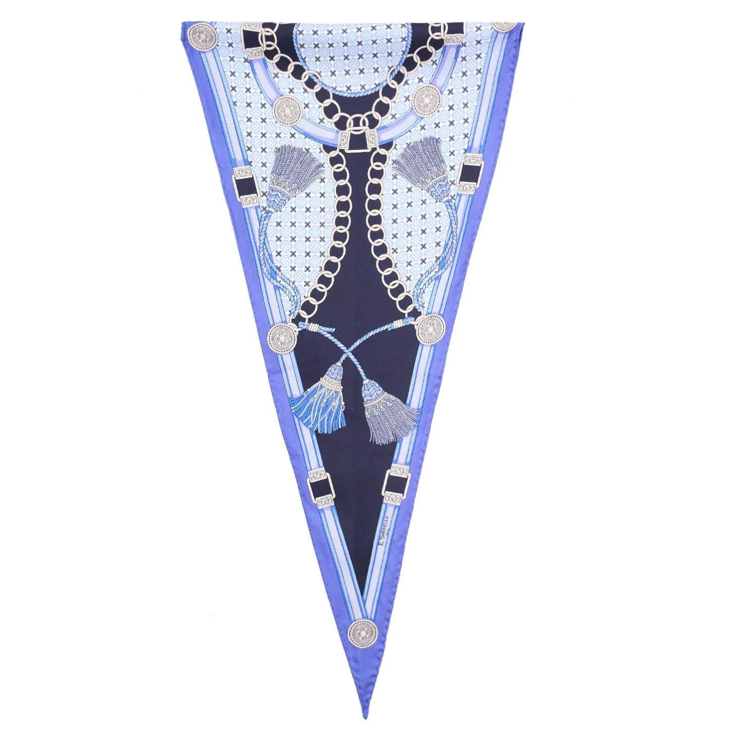 E.Marinella FOULARD ROMBO IN SETA BLU Collezione lucky charm Best
