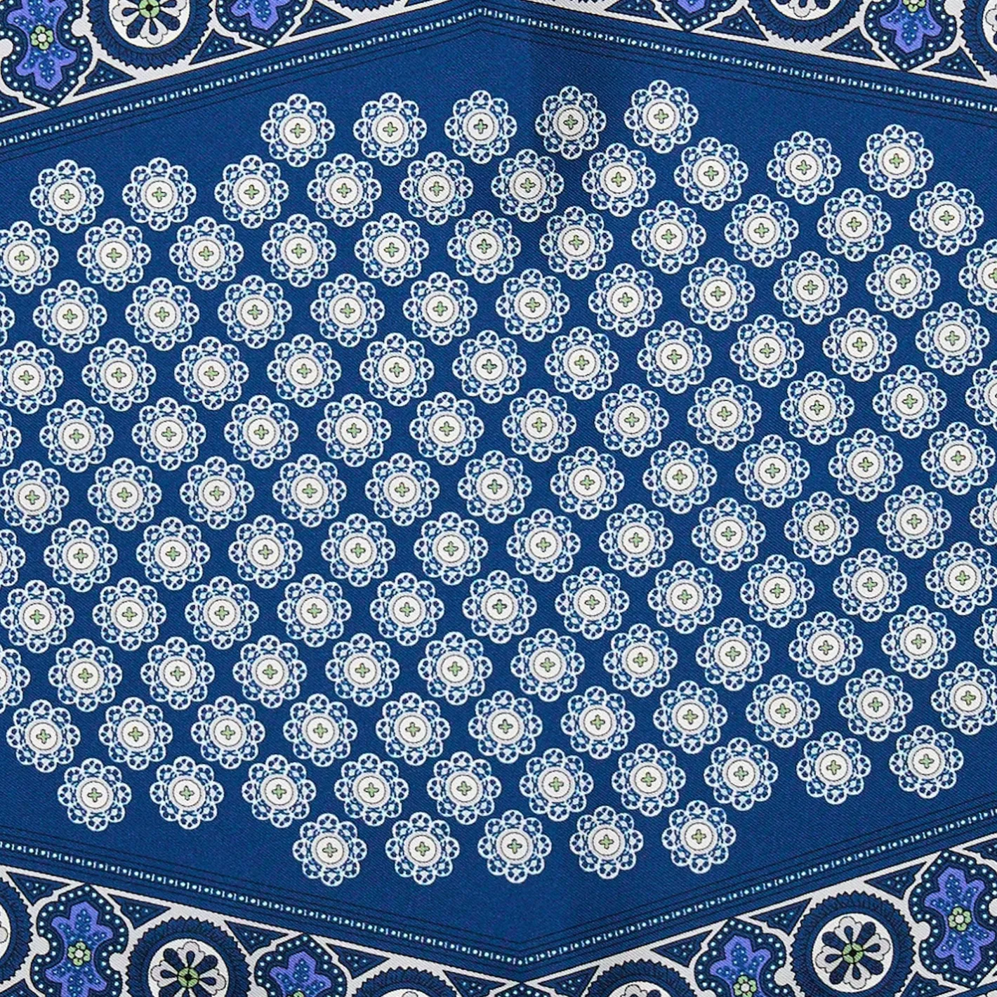 E.Marinella FOULARD ROMBO IN SETA BLUETTE Microfantasia fiore Discount