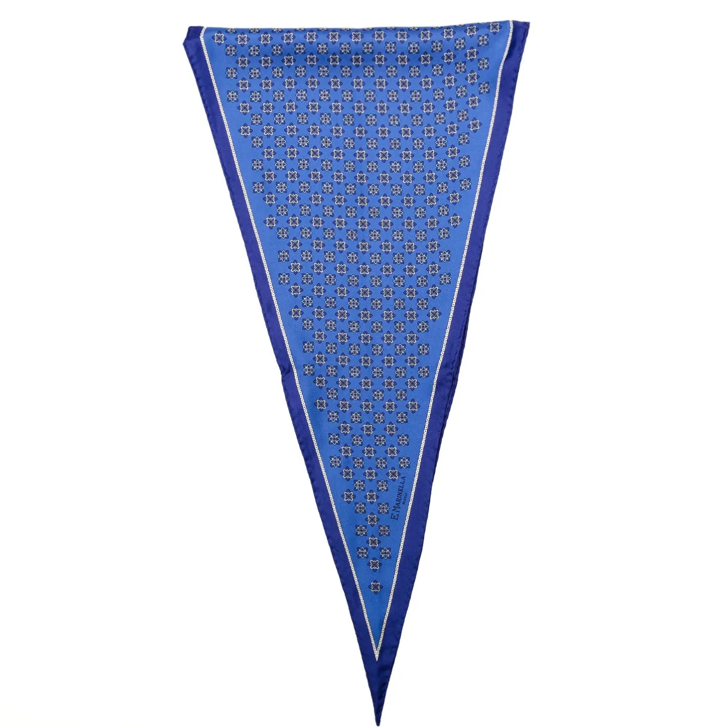 E.Marinella FOULARD ROMBO IN SETA BLU Microfantasia fiore Discount