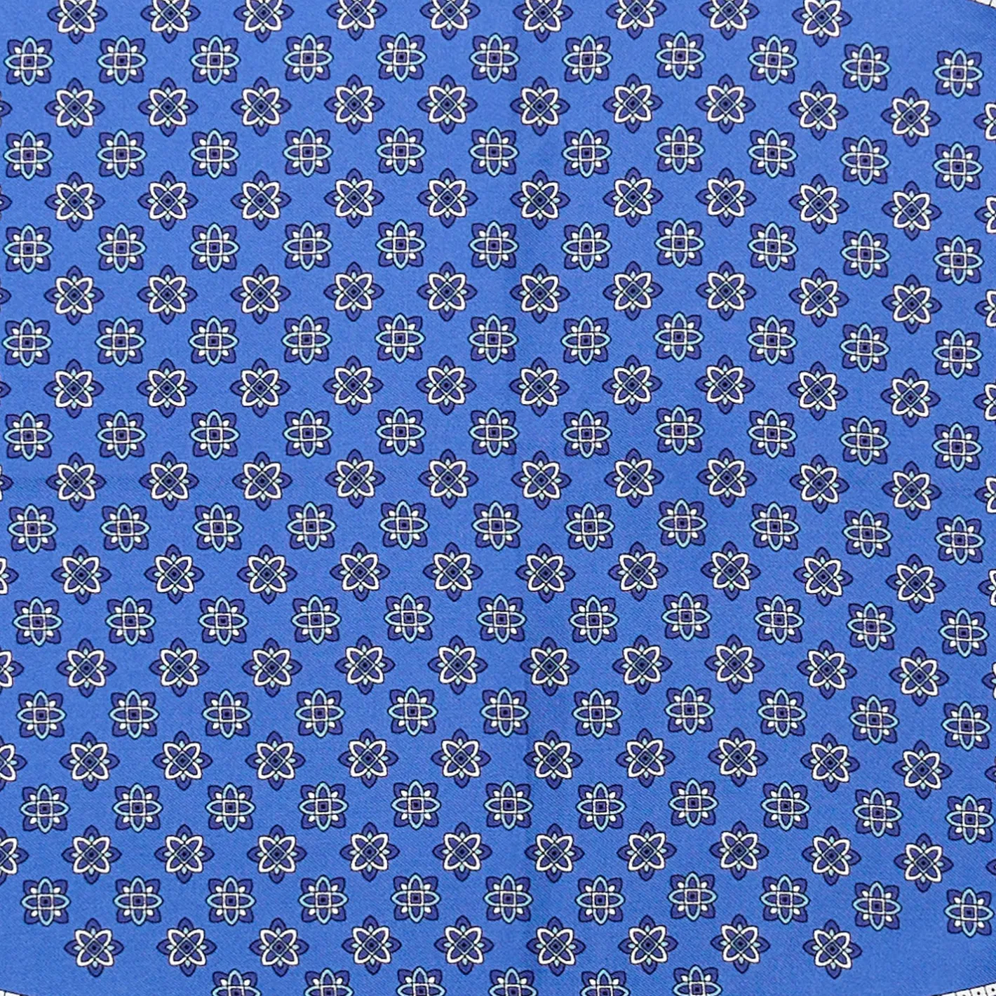 E.Marinella FOULARD ROMBO IN SETA BLU Microfantasia fiore Discount