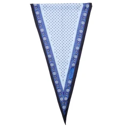 E.Marinella FOULARD ROMBO IN SETA BLU Microfantasia fiore Clearance