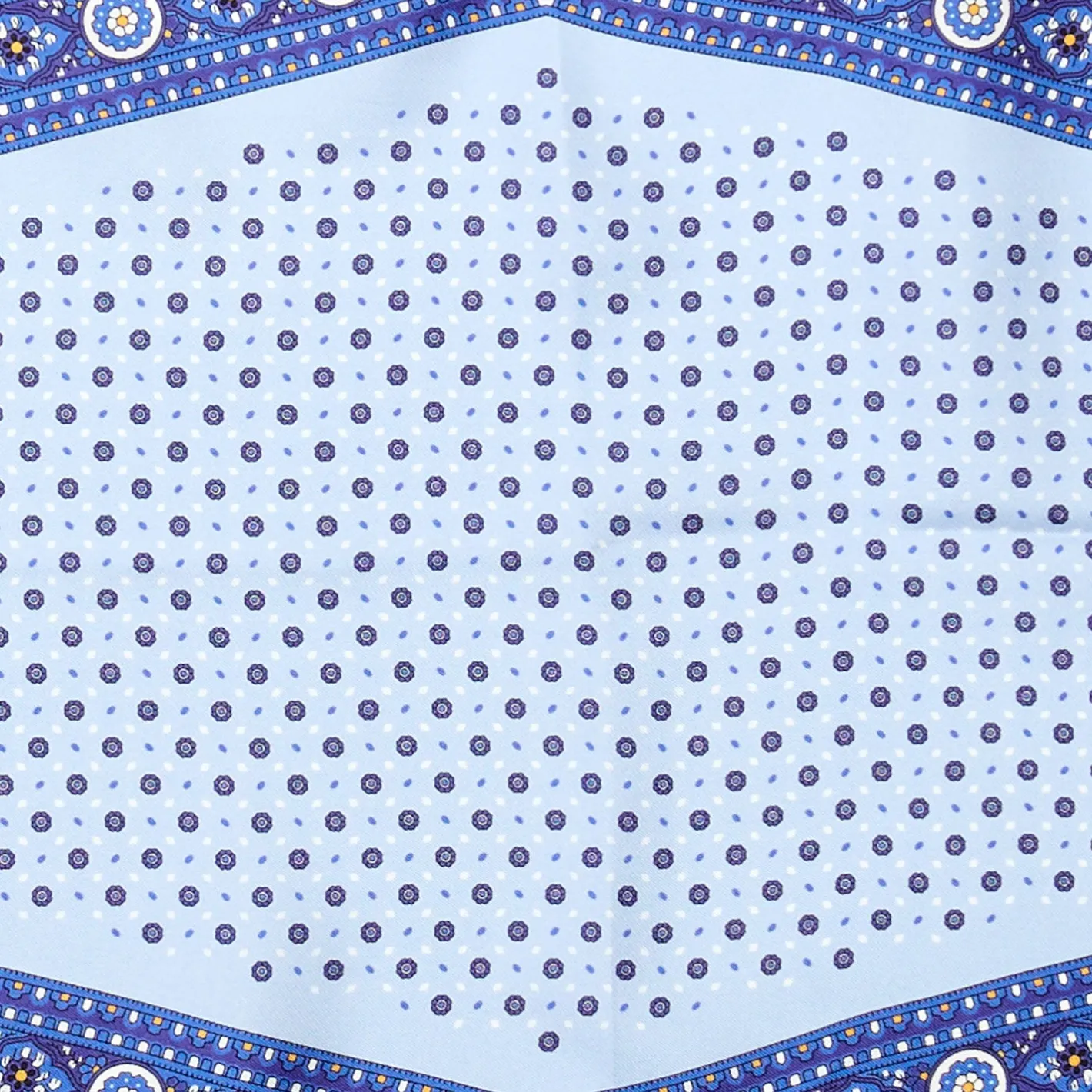 E.Marinella FOULARD ROMBO IN SETA BLU Microfantasia fiore Clearance