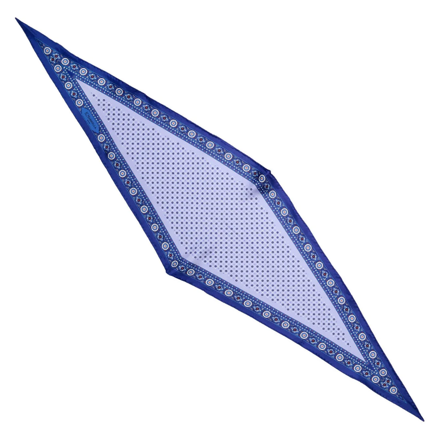 E.Marinella FOULARD ROMBO IN SETA BLU Microfantasia fiore Outlet