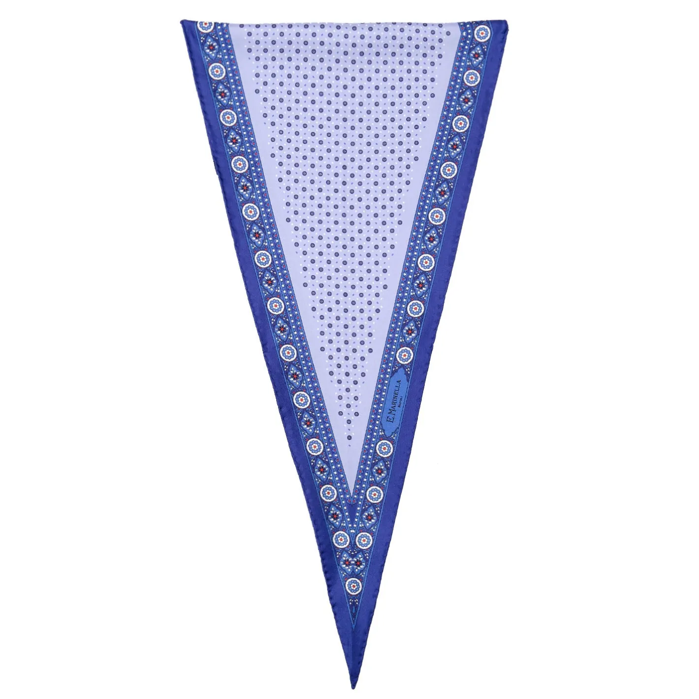 E.Marinella FOULARD ROMBO IN SETA BLU Microfantasia fiore Outlet