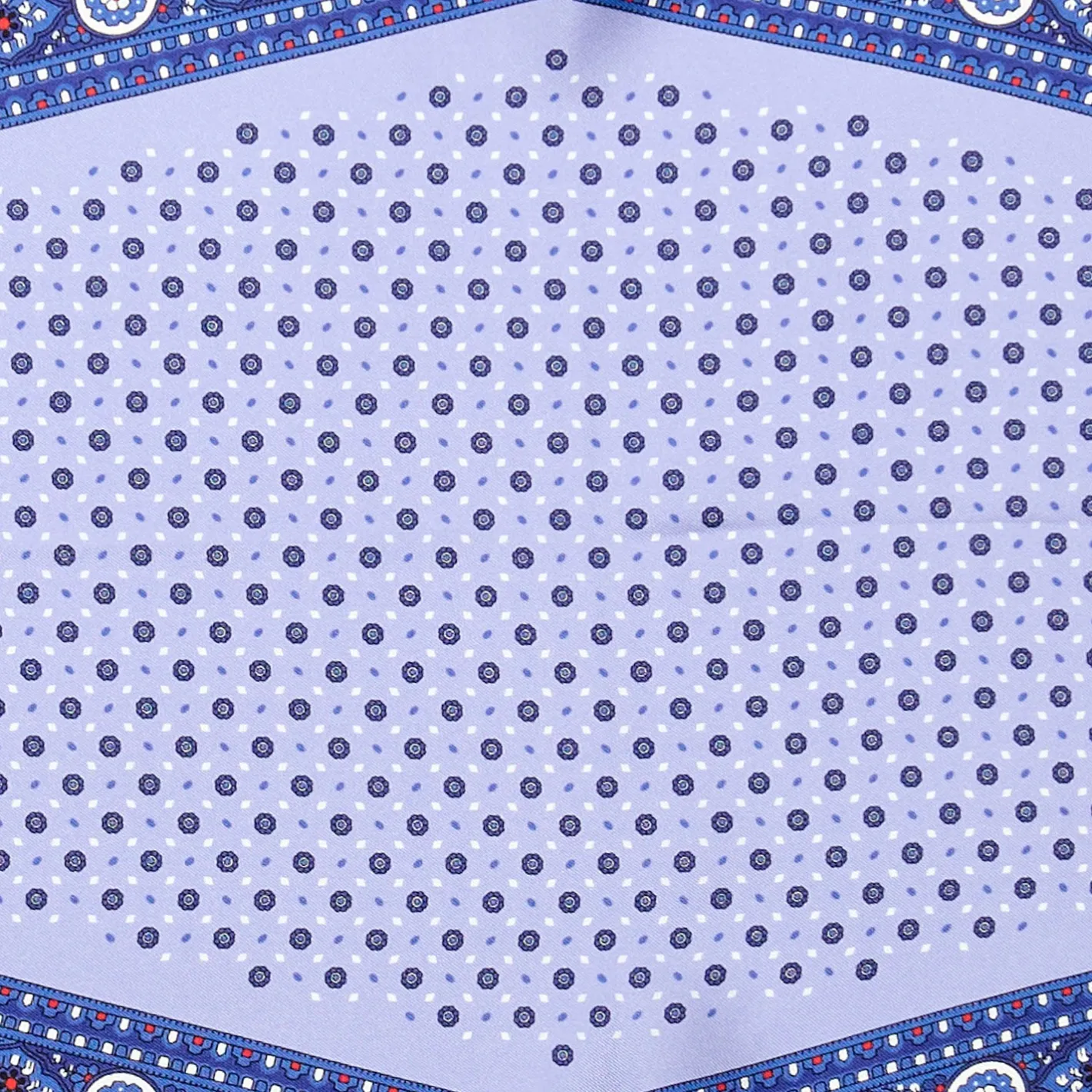 E.Marinella FOULARD ROMBO IN SETA BLU Microfantasia fiore Outlet