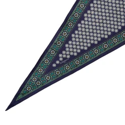 E.Marinella FOULARD ROMBO IN SETA BLU SCURO Microfantasia fiore Best