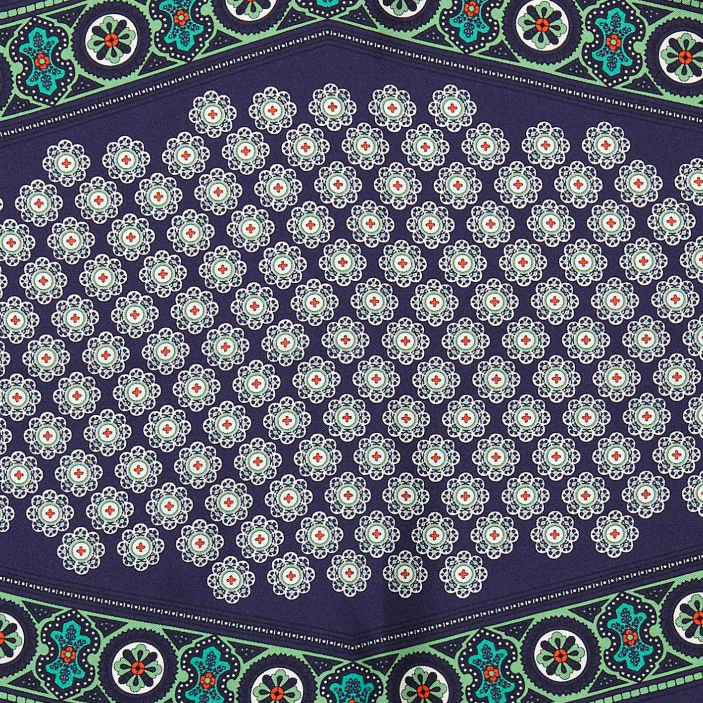 E.Marinella FOULARD ROMBO IN SETA BLU SCURO Microfantasia fiore Best