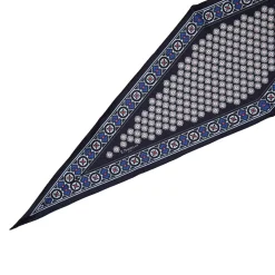 E.Marinella FOULARD ROMBO IN SETA BLU SCURO Microfantasia fiore Clearance