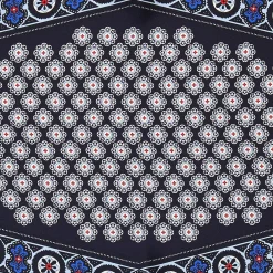 E.Marinella FOULARD ROMBO IN SETA BLU SCURO Microfantasia fiore Clearance