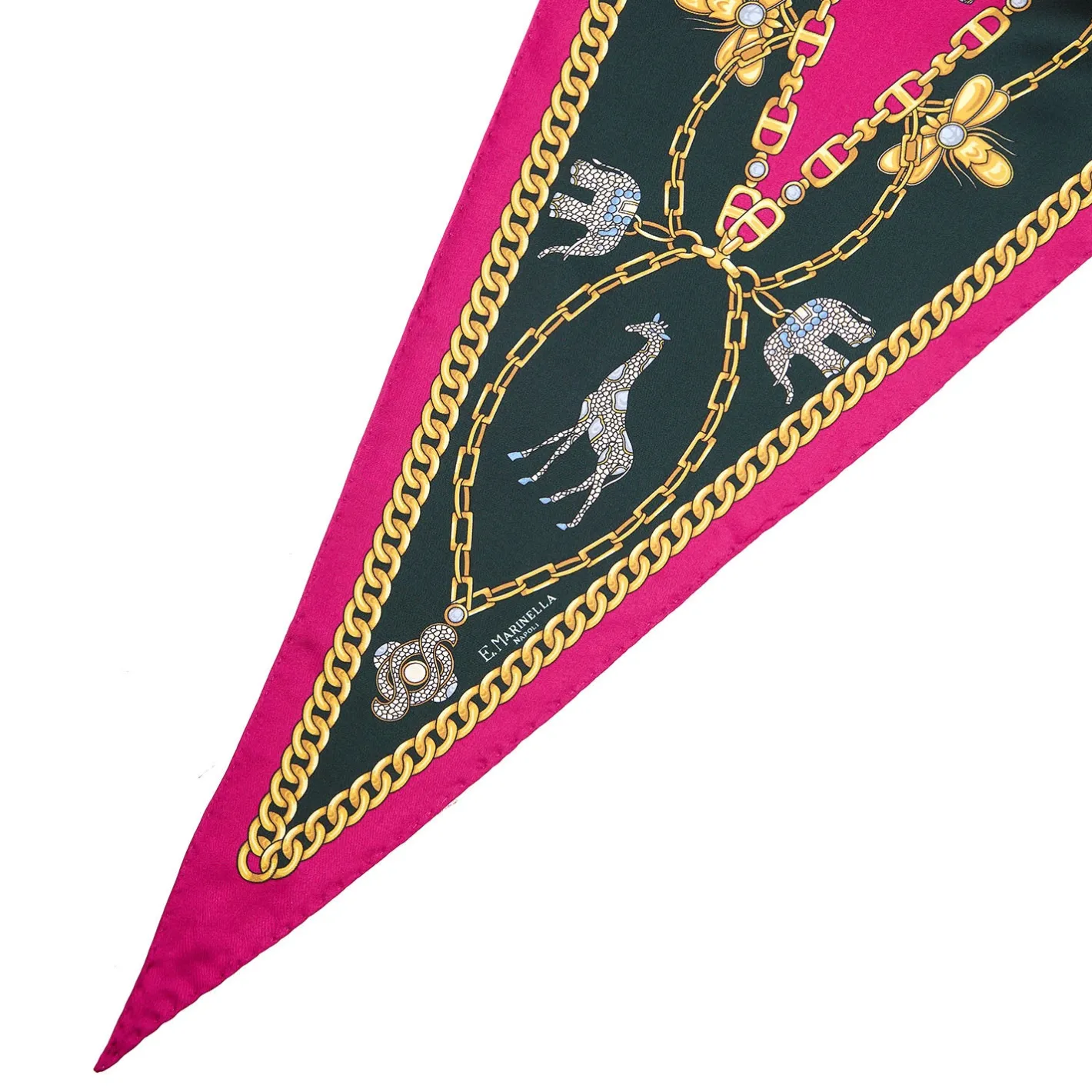 E.Marinella FOULARD ROMBO IN SETA FUCSIA Collezione lucky charm