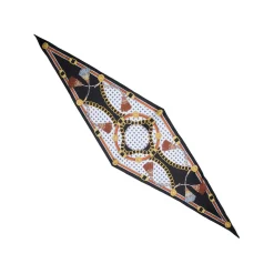E.Marinella FOULARD ROMBO IN SETA NERO Collezione lucky charm New