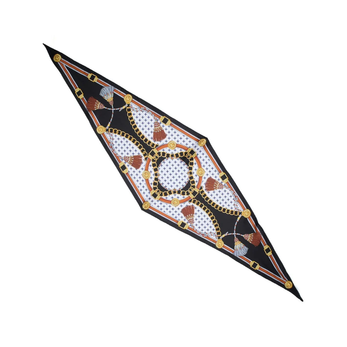 E.Marinella FOULARD ROMBO IN SETA NERO Collezione lucky charm New
