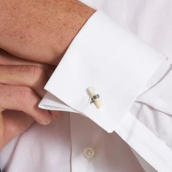 E.Marinella GEMELLI DA POLSO BARRETTA CON MADREPERLA In argento New