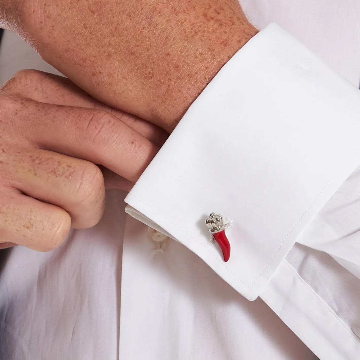E.Marinella GEMELLI DA POLSO CON CORNETTO ROSSO In argento Online