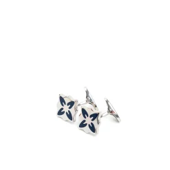 E.Marinella GEMELLI DA POLSO FIORE ARCHIVIO In argento e smalto blu Discount