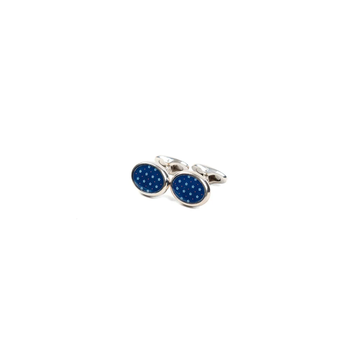 E.Marinella GEMELLI DA POLSO IN ARGENTO BLUCon microfantasia fiore New
