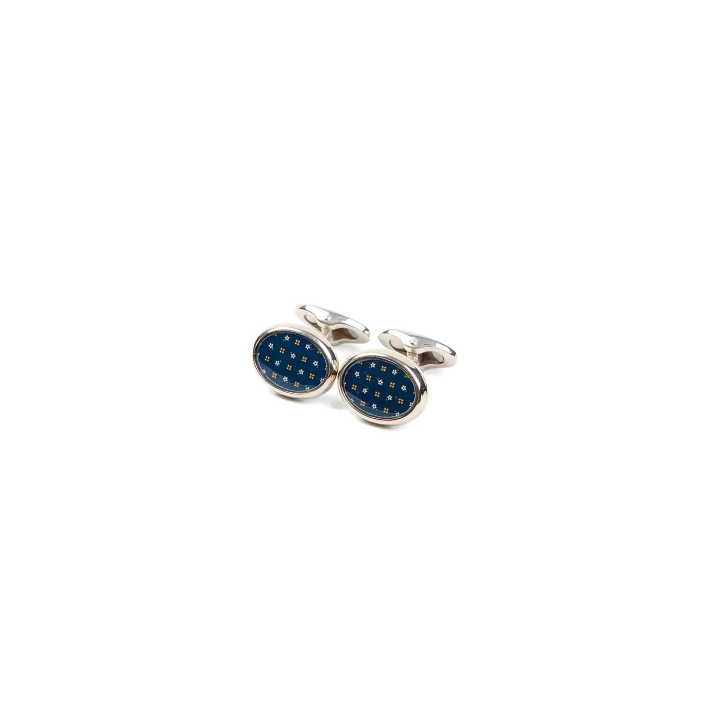 E.Marinella GEMELLI DA POLSO IN ARGENTO BLUCon microfantasia fiore Clearance