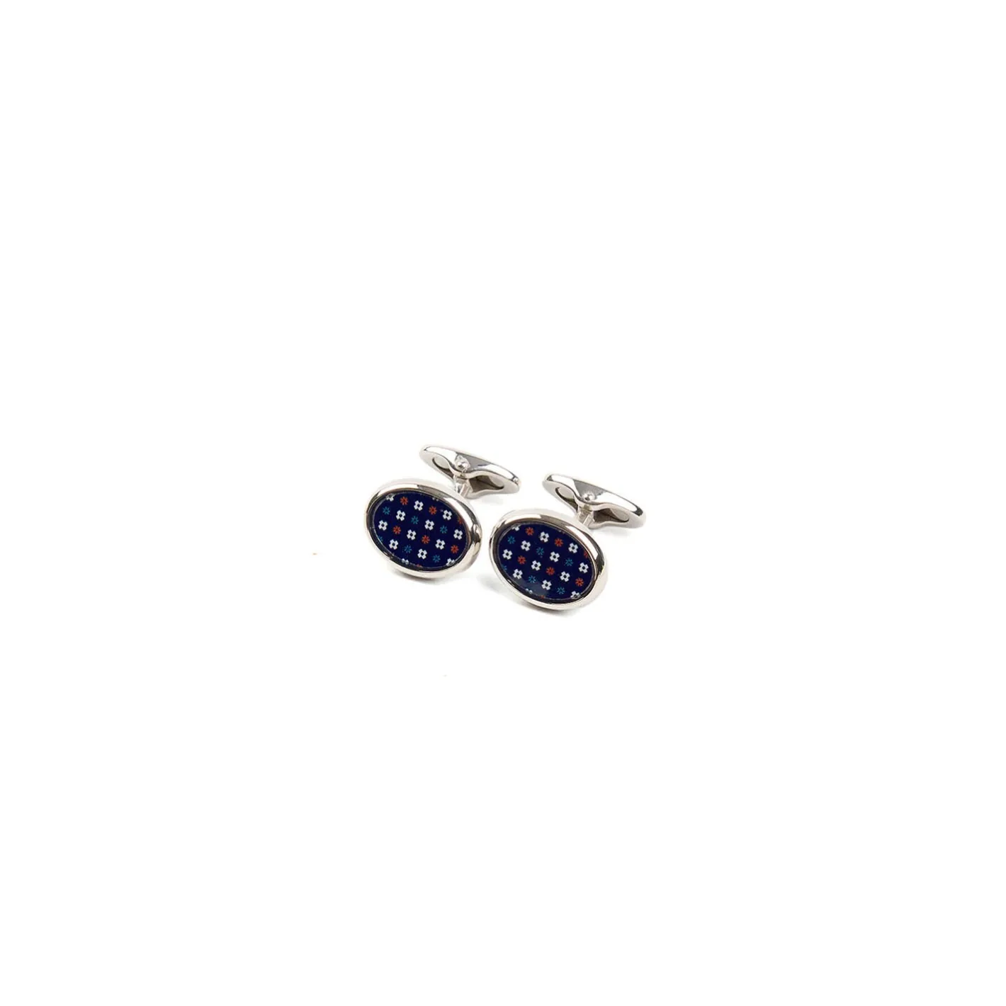 E.Marinella GEMELLI DA POLSO IN ARGENTO BLUCon microfantasia fiore Outlet