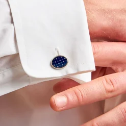 E.Marinella GEMELLI DA POLSO IN ARGENTO BLUCon microfantasia fiore Sale
