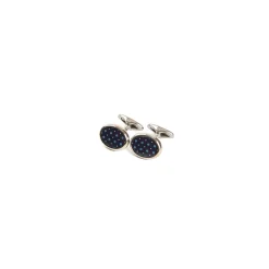 E.Marinella GEMELLI DA POLSO IN ARGENTO BLU SCURO Con microfantasia fiore