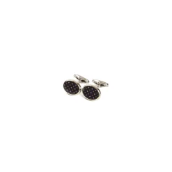 E.Marinella GEMELLI DA POLSO IN ARGENTO BLU SCURO Con microfantasia fiore Clearance