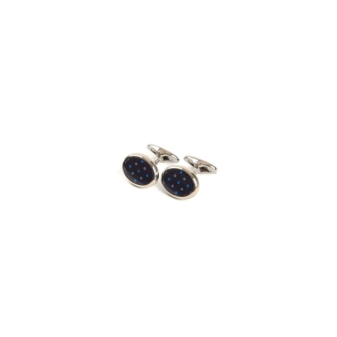 E.Marinella GEMELLI DA POLSO IN ARGENTO BLU Con microfantasia fiore