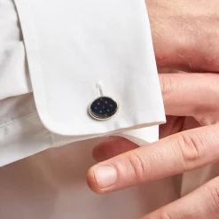 E.Marinella GEMELLI DA POLSO IN ARGENTO BLU Con microfantasia fiore