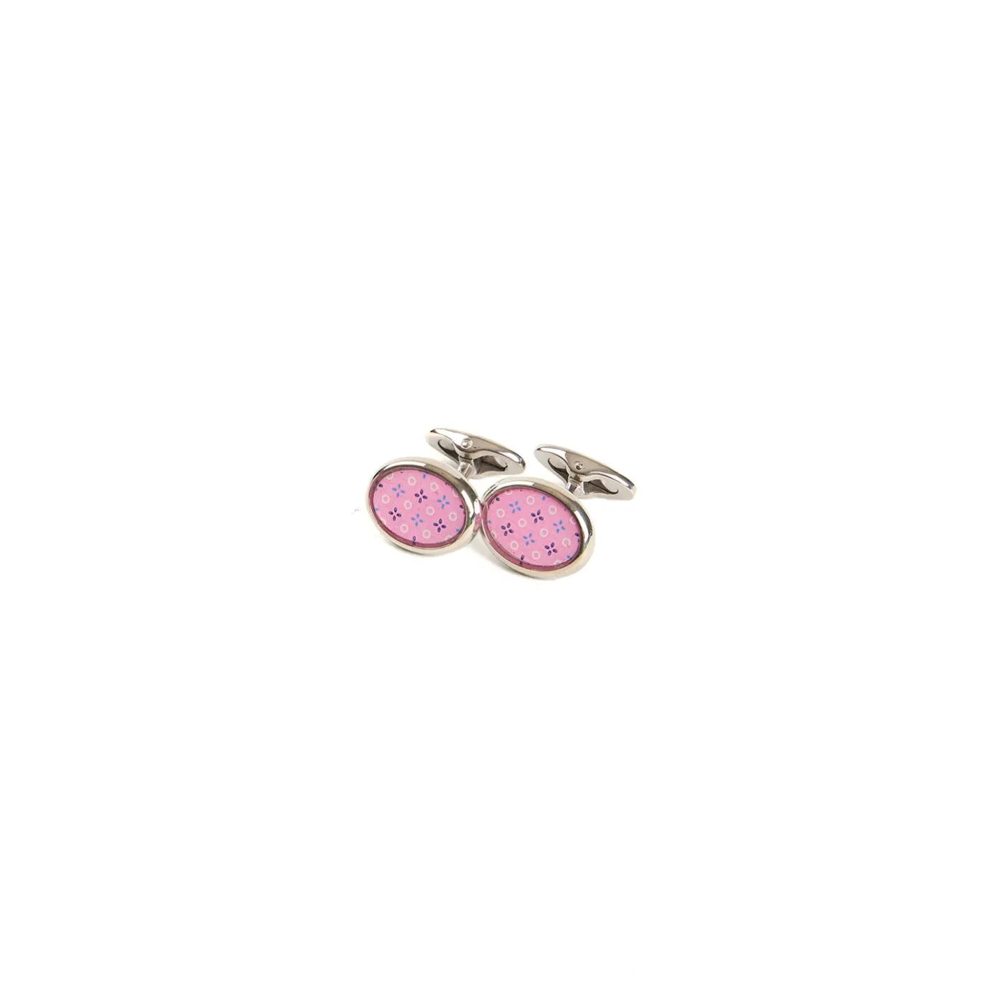 E.Marinella GEMELLI DA POLSO IN ARGENTO ROSA Con microfantasia fiore Clearance