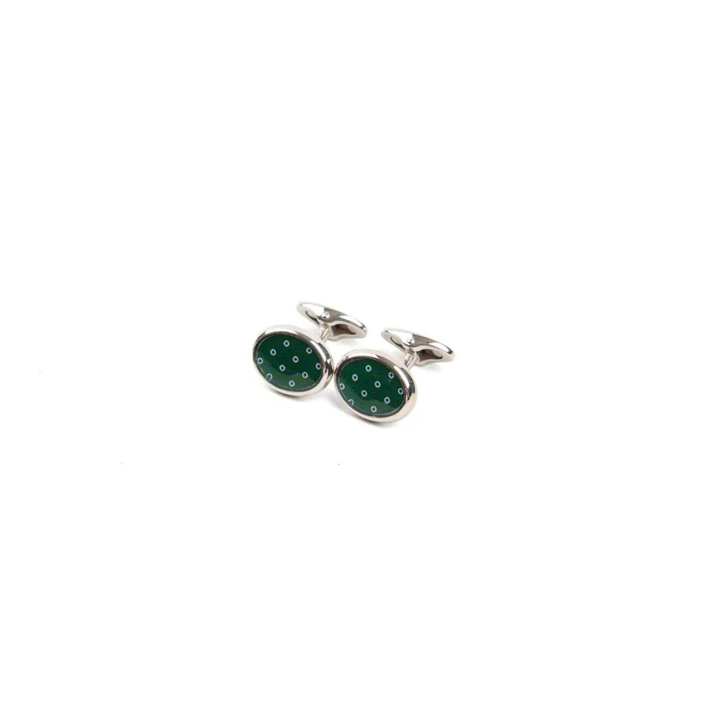 E.Marinella GEMELLI DA POLSO IN ARGENTO VERDECon microfantasia fiore Clearance