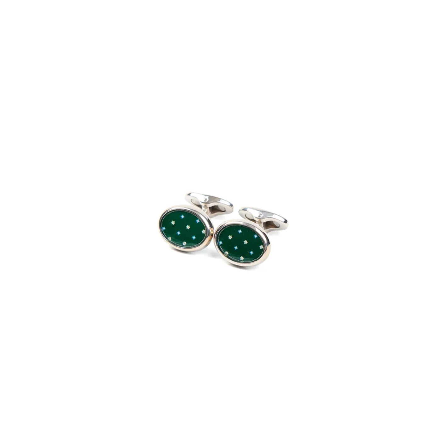 E.Marinella GEMELLI DA POLSO IN ARGENTO VERDECon microfantasia fiore Sale